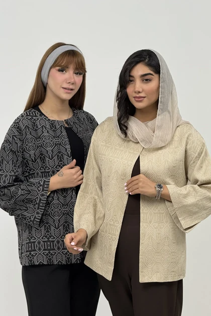 کت زنانه ژاکارد آستین چاک‌دار