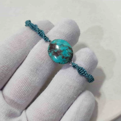 دستبند زنانه سنگ فیروزه نیشابور اصل کد 3