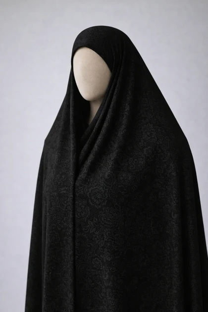 پارچه چادر مشکی طرح دار برند رولنس اصل کره ای کد 103
