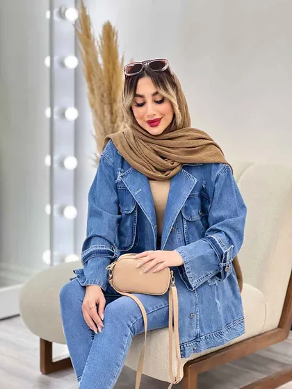 مانتو جین دو جیب پاکتی زاپ‌دار