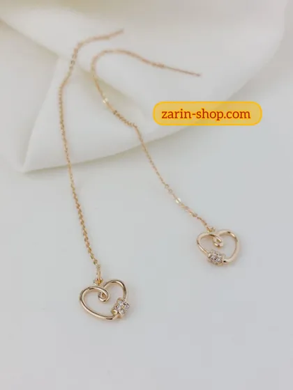 گوشواره بلند بخیه نگینی طرح جواهر