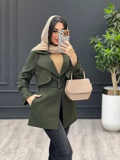 بارانی کمردار آستین سگک