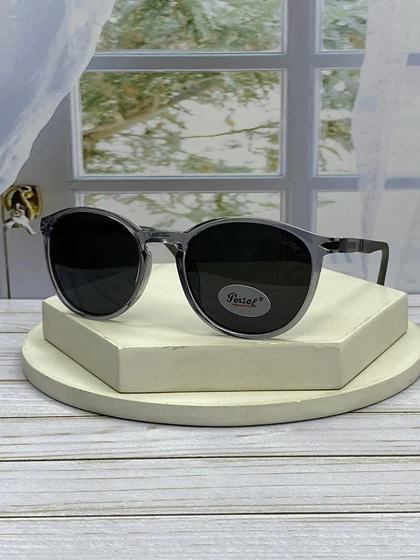 خرید عینک آفتابی پرسول P6812 فریم گرد کائوچو سبک و عدسی پلی‌کربنات UV400 پلاریزه