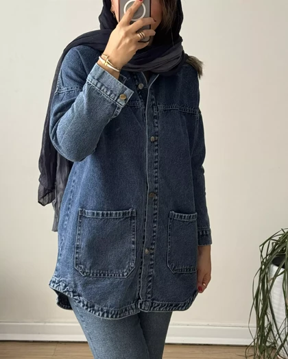 مانتو جین پایین جیب