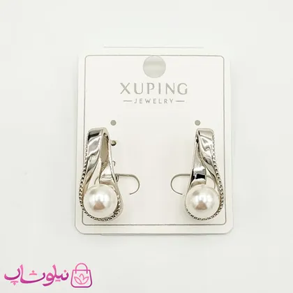 گوشواره زنانه ژوپینگ مدل نقره ای مرواریدی