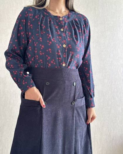 شومیز مخمل کبریتی طرحدار 5