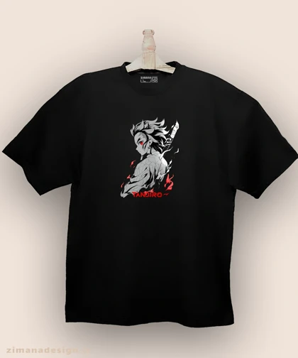 تیشرت لش مردانه و زنانه طرح شیطان کش شخصیت تانجیرو کد 938