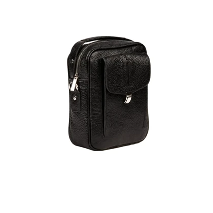 کیف دوشی و دستی مردانه چرم طبیعی (طرح فلوتر - رنگ مشکی)