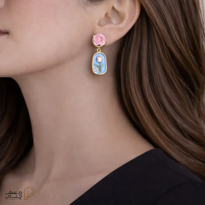 گوشواره میناکاری طرح گل mr25-05