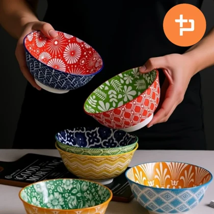 کاسه 10عددی رنگی طرح دار دنی هوم / BA59