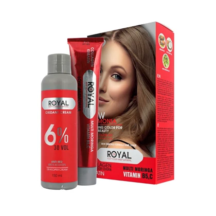 کیت رنگ مو قهوه ای طلایی روشن رویال کد 5.5 حجم250 میلی لیتر