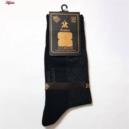جوراب ساق بلند مردانه مدل پنبه‌ای لوزی مشکی ضیاکو