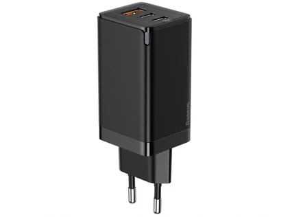 شارژر دیواری سریع سه پورت و کابل تایپ سی بیسوس Baseus CCGaN65E5 GaN5 Pro 65W Charger