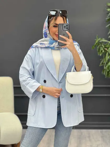 مانتو لینن چهار دکمه آستین پاکتی