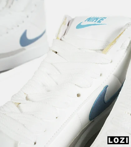 کفش کتانی ساق‌دار مردانه و زنانه سفید آبی Nike Blazer Low 77 مدل 7451