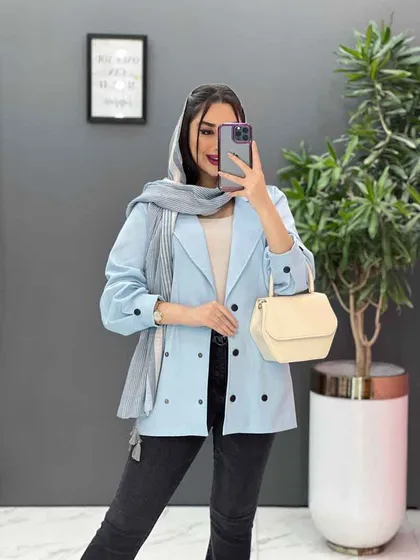 مانتو لینن شش دکمه آستین پیله