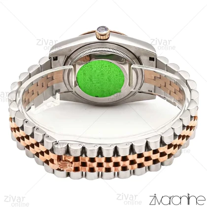 ساعت رولکس دیت جاست مردانه صفحه مشکی ایندکس نگین‌دار 106112