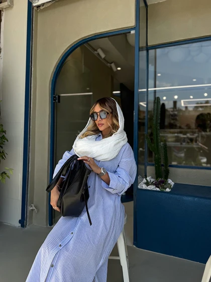 مانتو راه راه بلند DR673