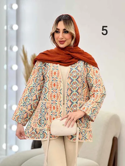 مانتو طرح دار نوار دوزی دو جیب