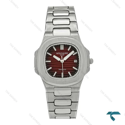 ساعت پتک فیلیپ زنانه ناتیلوس سیلور صفحه زرشکی Patek-7246-L