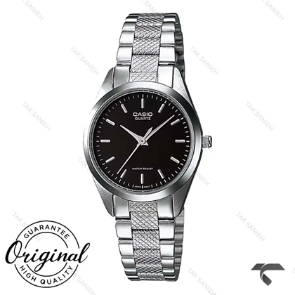 ساعت کاسیو بند فلزی LTP-1274D-1A زنانه صفحه مشکی Casio-10277-L