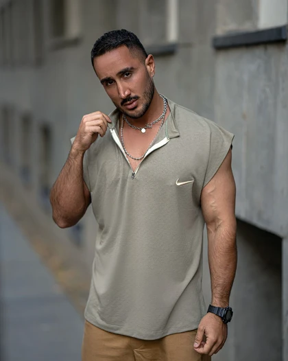 رکابی ورزشی وست NIKE نیم زیپ سبز