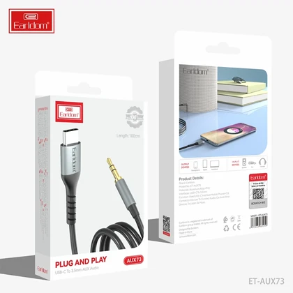 کابل انتقال صدا AUX به Type-C ارلدام Earldom مدل AUX73 طول 1 متر