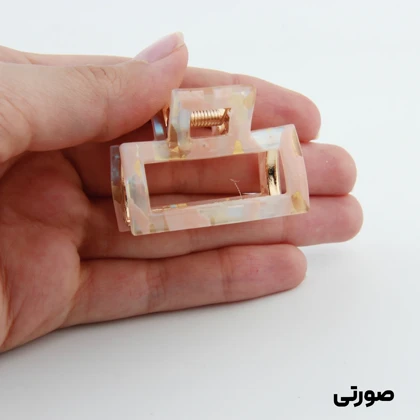 کلیپس دخترانه فلزی طرح مستطیلی آبرنگی کوچک