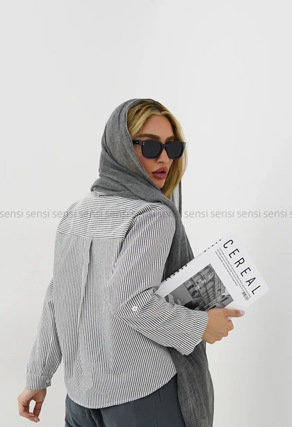 شومیز زنانه دوتیکه راه راه کد1006014