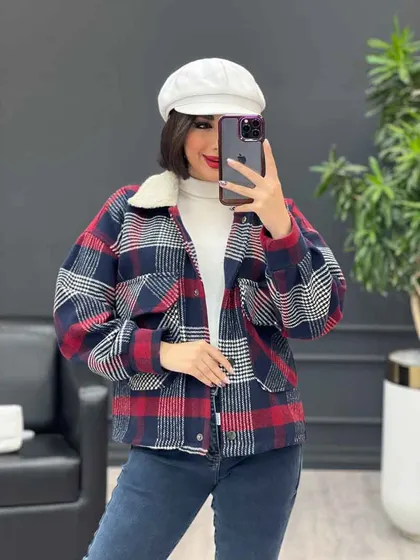 شکت چهارخونه یقه خز
