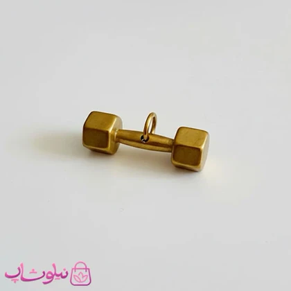 گردنبند دمبل ورزشی مدل طلایی استیل (اندازه پلاک متوسط) کد 200