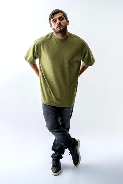 تیشرت باکسی ژاکارد مردانه