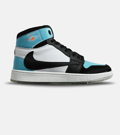 کفش کتانی ساق‌دار مردانه و زنانه سفید مشکی آبی NIKE travis scott مدل 8114