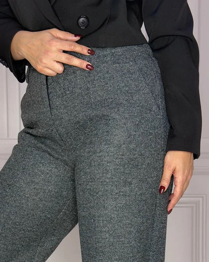 خرید شلوار بگ فوتر طوسی ذغالی زنانه Women's Charcoal Grey Fleece Baggy Pants کد 54083
