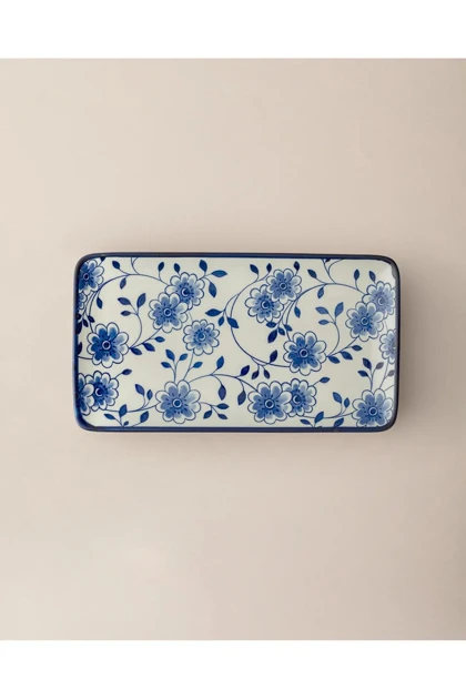 بشقاب سرو Madame Coco مدل Reve Bleu Seren Bone China - آبی/سفید