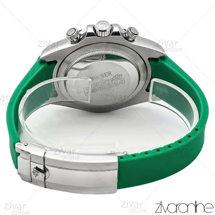 ساعت رولکس دیتونا مردانه سه موتوره صفحه مشکی بند رابر سبز 106603