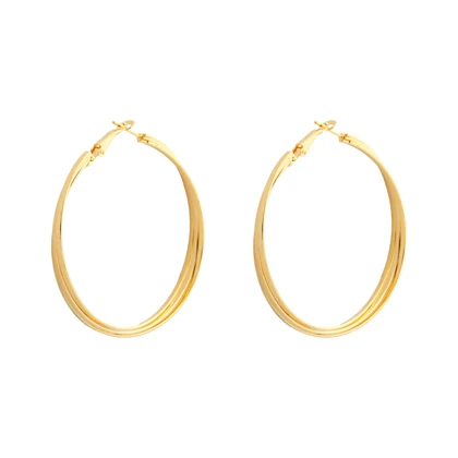 گوشواره زنانه حلقه‌ای سه لاین ساده