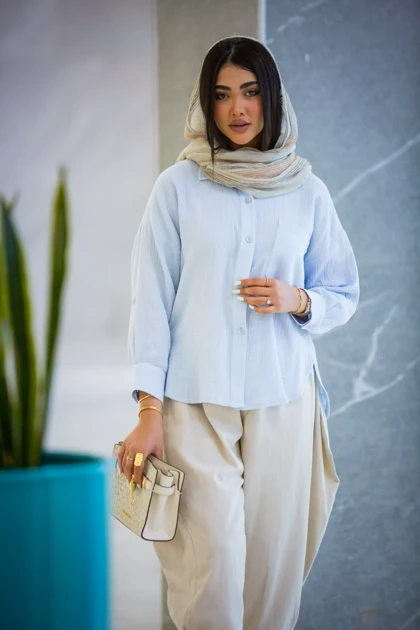 مانتو لینن پنبه پیراهنی