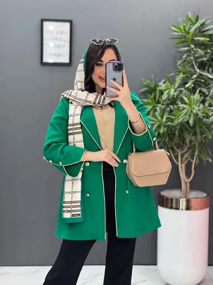 مانتو کتان لمه مغزی دوزی