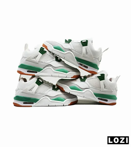 کتانی ساق‌دار بزرگ پا سفید سبز Nike air jordan 4