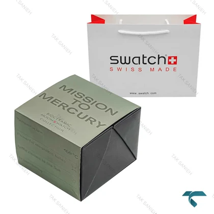 جعبه ساعت مچی امگا سواچ اصلی ماموریت به عطارد Swatch-Box-7791-U