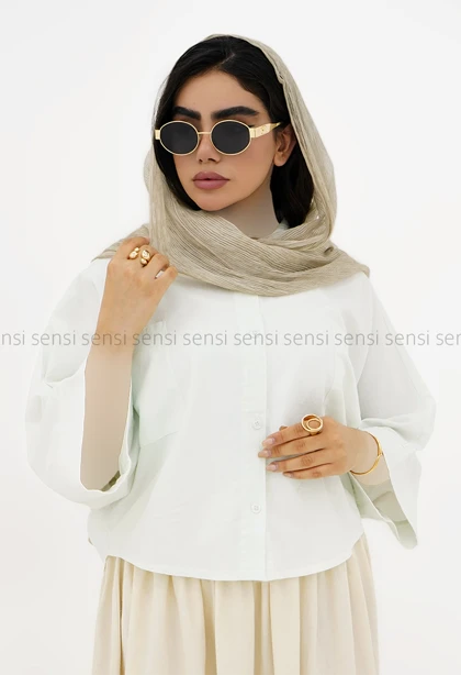 شومیز لینن باکسی کیمونو کد1006056