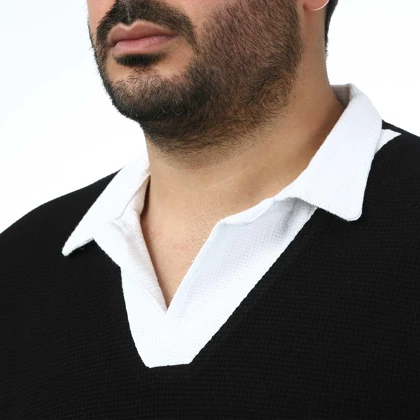 پولوشرت آستین کوتاه یقه شکاری مردانه سیزر مدل 15611243