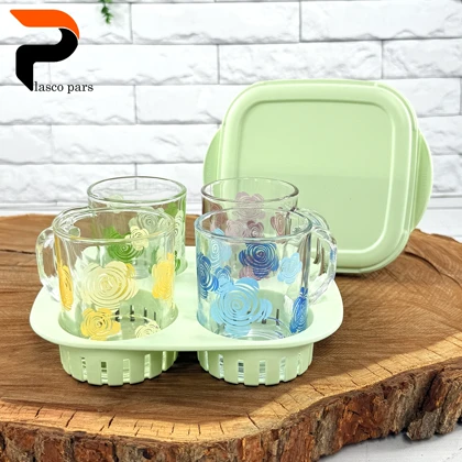 ست چایخوری 4نفره مسافرتی پاستیلی لیمون