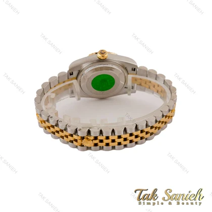 ساعت رولکس زنانه دورنگ طلایی صفحه آبی صدفی مدیوم Rolex-5042-M-L
