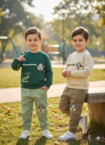 بلوز شلوار بچگانه جیب‌دار خرسی