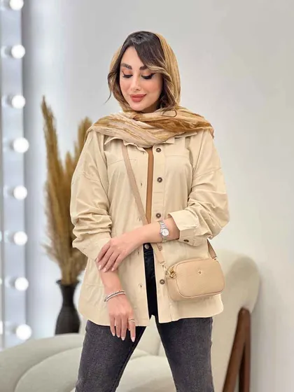 مانتو دو جیب برش‌دار روژین