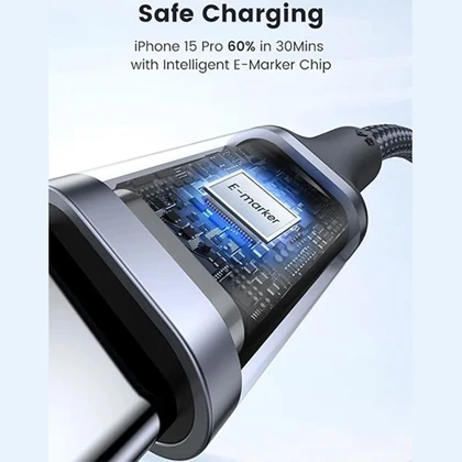 کابل تایپ سی یوگرین UGREEN مدل US316 توان 100 وات 1 متر