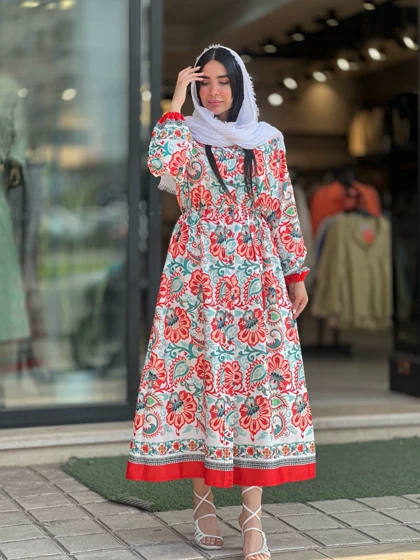 پیراهن بلند طرح دار کد 859