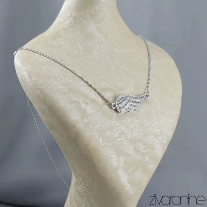 گردنبند ژوپینگ طرح بال فرشته نقره ای 50069